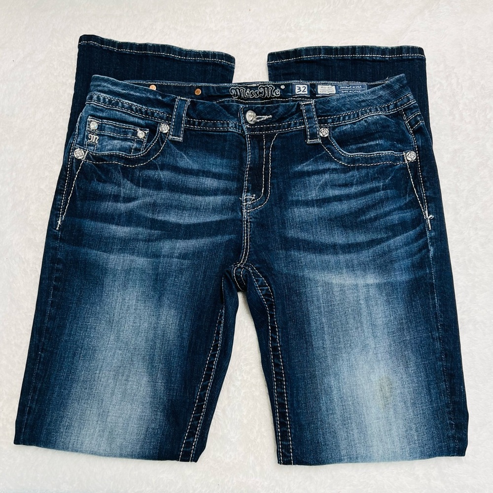 Miss Me Dark Wash Mid-Rise Easy Boot Jeans Size 32